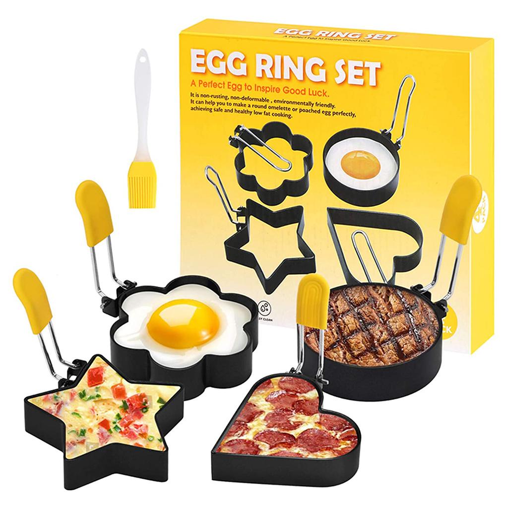 Egg Rings Stainless Kitchen Egg Shapers Cetakan Penggorengan Masak Anti Lengket Dengan Pegangan