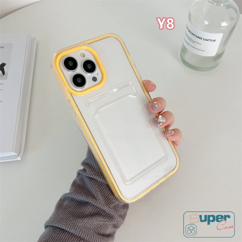 3in1 Soft Case Dompet Kartu Warna Macaron Untuk iPhone 11 12 13 14 Pro MAX 6 6S 7 8 Plus XR X XS MAX SE 2020
