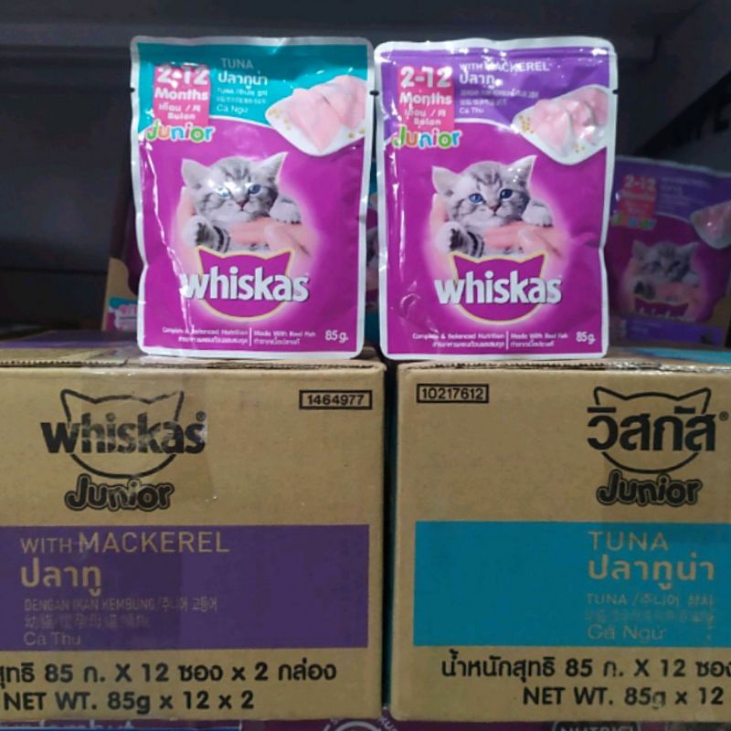 Whiskas saset junior 85gr 1 dus/24 pcs murah / wet food