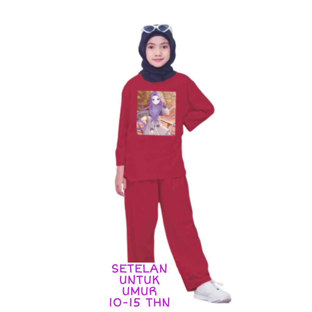 Setelan Anak Perempuan Remaja Bahan Kaos Babyterry Kaos Lengan panjang dan Celana panjang Oversixze XXL 10 11 12 13 14 15 Tahun . One Set Anak Perempuan Terbaru 2023 Viral Stelan Remaja Kekinian Setelan Baju Anak Tanggung K5