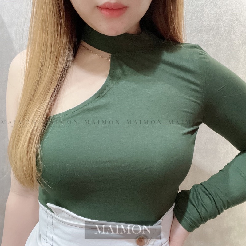 Bye Halter One Shoulder Long Sleeve Blouse | Atasan Wanita Korean Fashion | Maimon Grosir