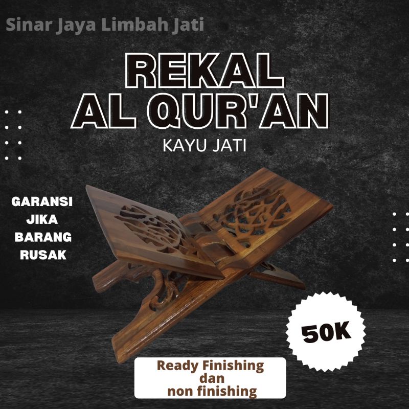 Rekal/rekhal/Rekal Al-Qur'an/Meja Al-Qur'an/Tempat Al Qur'an Motif Kayu Jati.