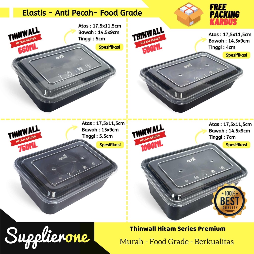 Thinwall Hitam Premium / Thinwall Special Edition Warna / Lunch Box Plastik / Wadah plastik / Food C