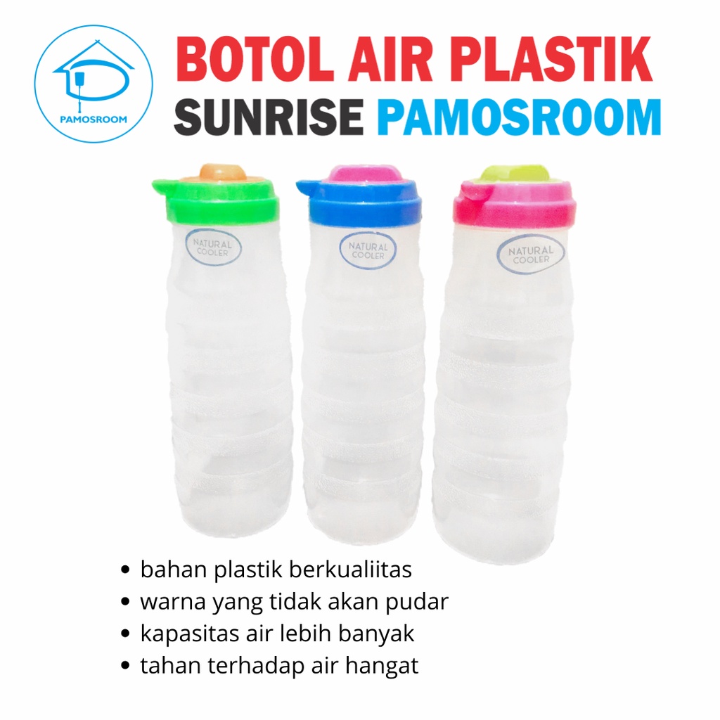 Pamosroom Tempat Minum Plastik Wadar Air Mineral Minuman Dingin Teh Jus Botol Kulkas Tahan Panas 1.2