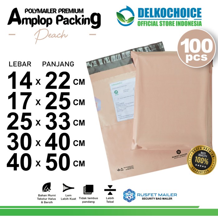 

Hemat Polymailer Polos Peach Amplop Plastik Packing Olshop Premium Pack Sale!!!