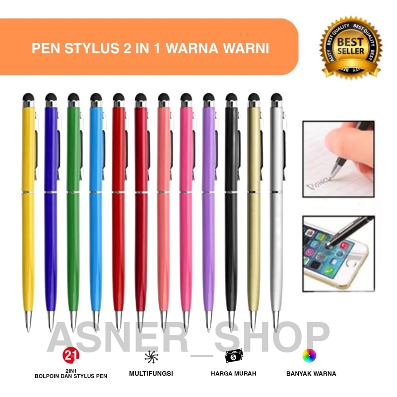 

Pen stylus Pena Full Colour Warna Pena Pulpen Tulis Kertas Touch Screen Layar Hp