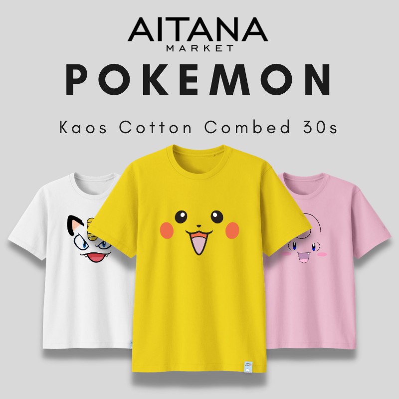 Baju Kaos Pokemon Face Untuk Bayi Anak Remaja Dewasa Big Size Bahan Katun Combed 30s Nyaman Dipakai