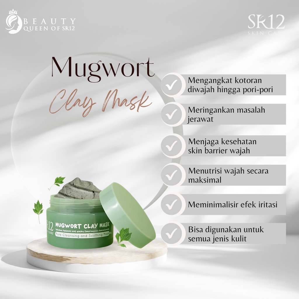 Mugwort Clay Mask SR12 Masker Mugwort Masker Wajah Organik Masker Wajah Mugwort Masker Wajah Korea Glowing dan Putih Masker Clay Mask Maskr Wajah Masker Penghilang Jerawat