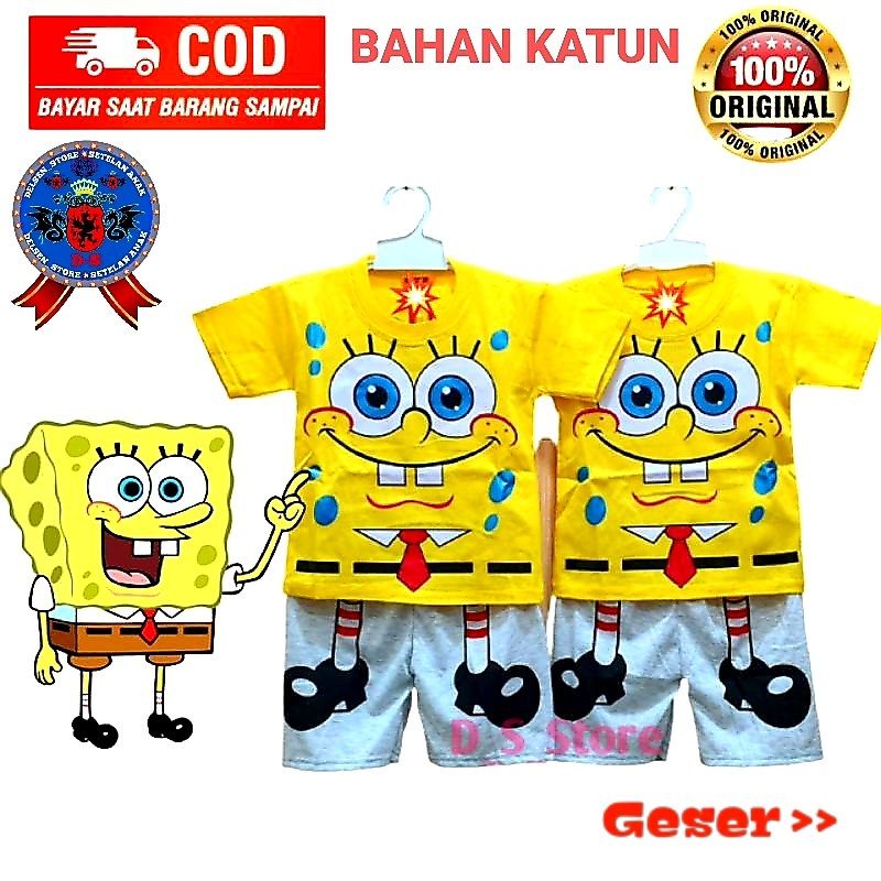 Setelan anak spogebob terbaru / baju bayi anak setelan spogebob