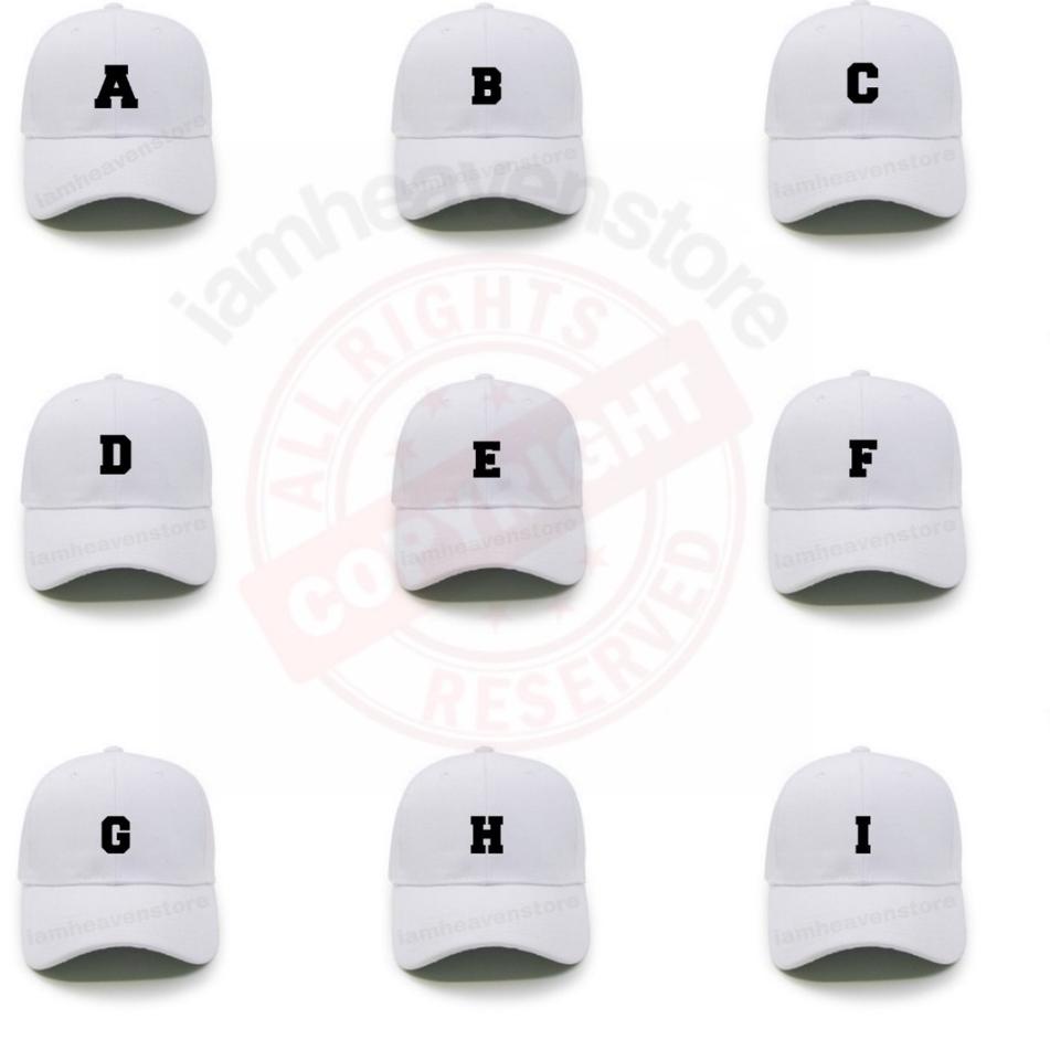 Banyak Diminati Topi Baseball Putih Abjad Huruf Teks Alphabet A B C D E F G H I J K L M N O P Q R S T U V W X Y Z Basebalcap White