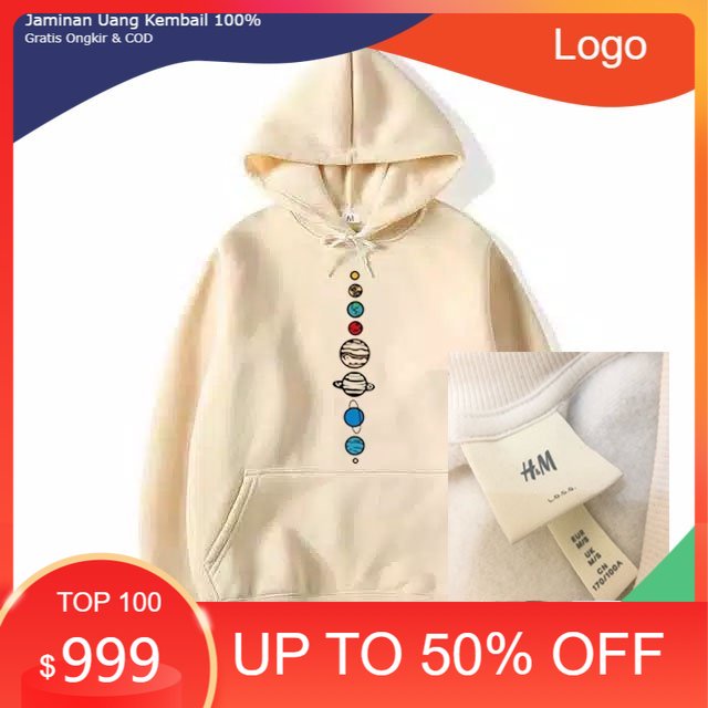 Jaket Hoodie NASA H&M Planet Original Usa / Sweater Hoodie NASA Tata Surya Pria Wanita