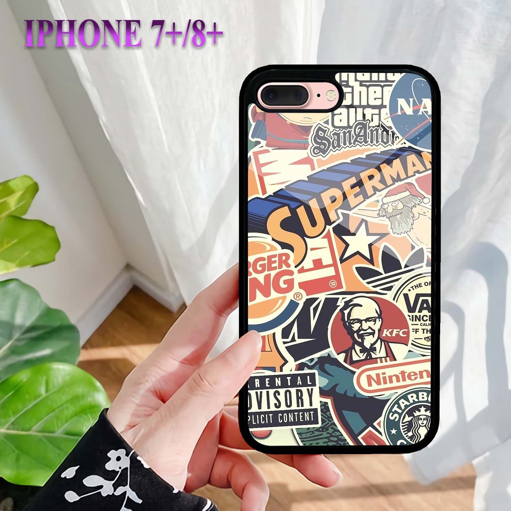 Case Kilau Iphone | 7 Plus | 8 Plus | Casing Hp Glossy | Motif Stiker