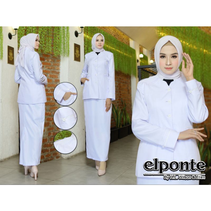 BAJU DINAS PUTIH WANITA /BAJU BLAZER WANITA PUTIH/ FREE HIJAB