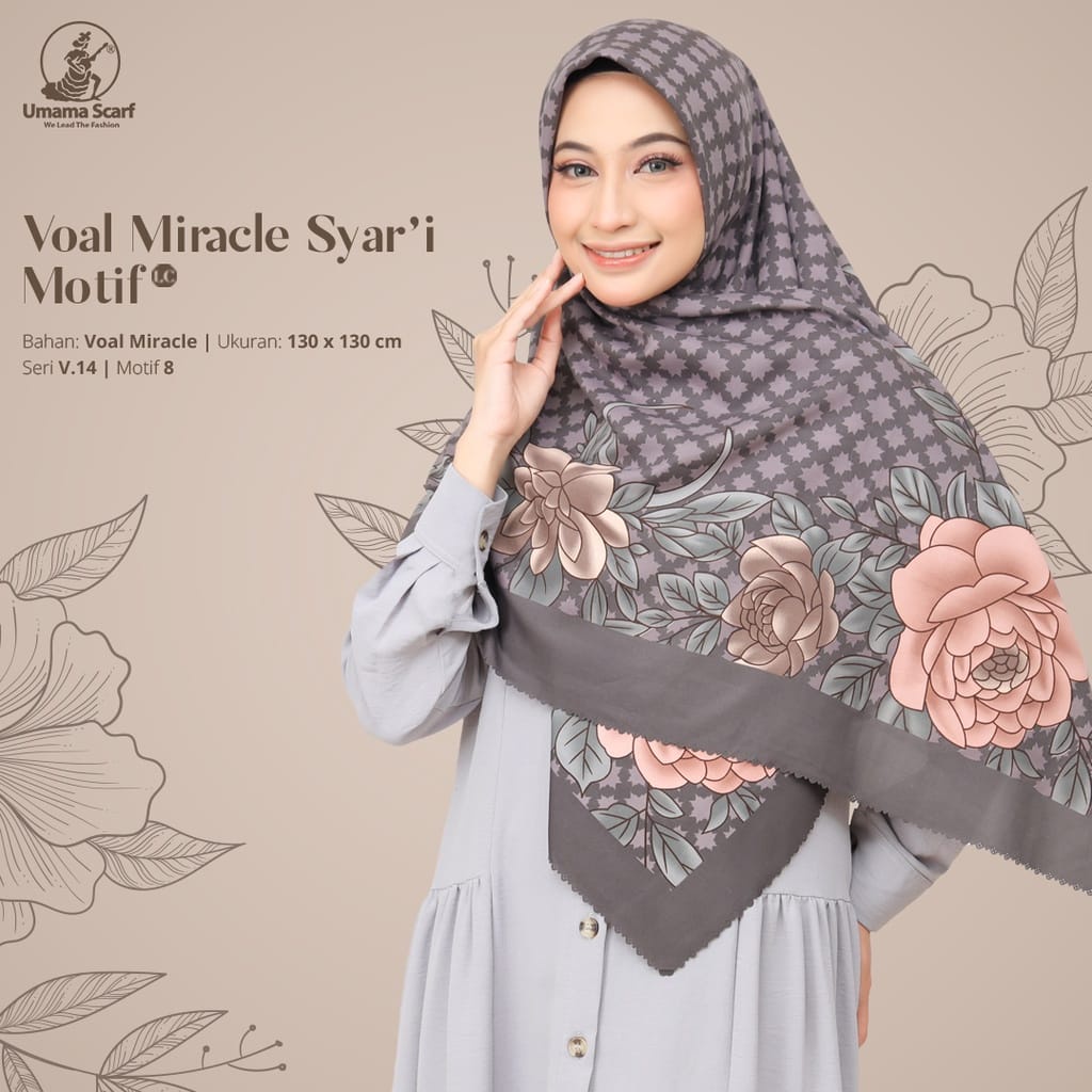 Kerudung Segiempat Basic Voal Miracle Motif Syar'i By Umama Hijab Segi Empat Motif Jumbo Nayla Hija'b