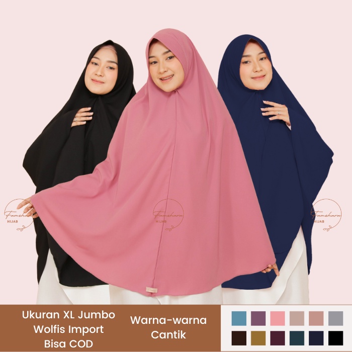 Famehara.id Hijab Afsha XL Jumbo Wolfis Premium Formal Semi Formal