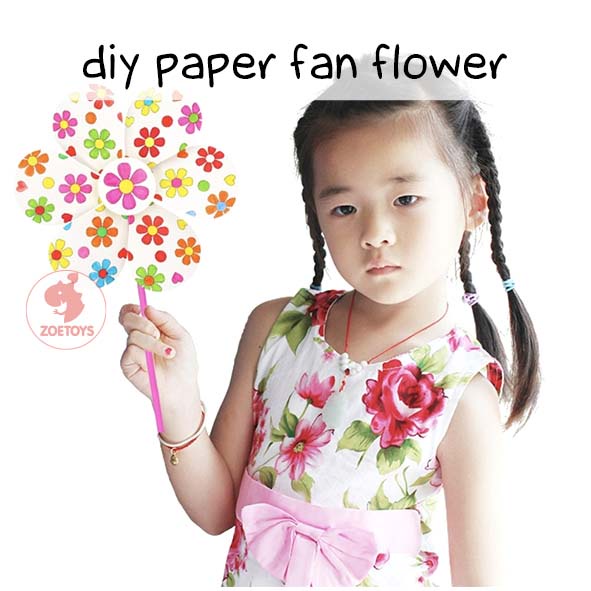 Zoetoys DIY Paper Fan Flower | Windmill Kincir Angin Mainan Mewarnai Kipas | Cari Bingkisan Hampers