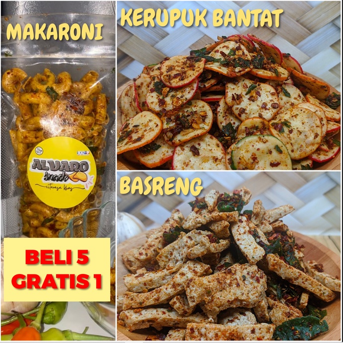 

[BELI 5 GRATIS 1] BASRENG / MAKARONI / SEBLAK KERING Daun Jeruk Pedas Banget Kerupuk Pedes Kripik Bantat Cemilan Ringan Makanan Keripik Bantet Murah Gurih Alvaro Snack Jajanan Bandung 80gr