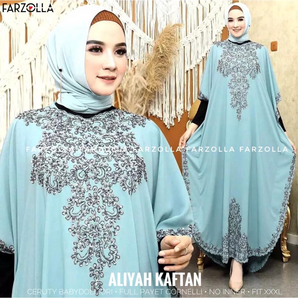 Aliyah Kaftan Full Payet Jumbo Kaftan Gamis Wanita Best Seller Original Produk By Farzolla