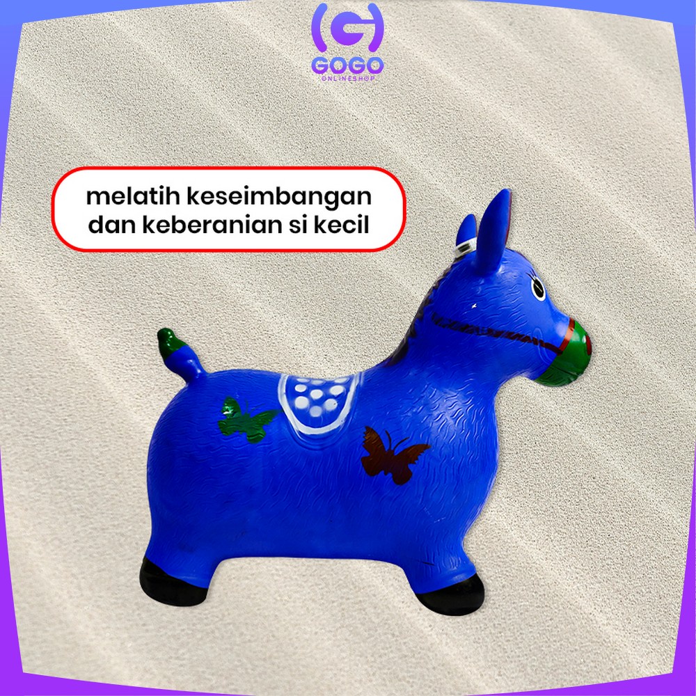 GOGO-M297 Mainan Kuda Kudaan Karet Anak Jumping Animal Ada Musik dan Lampu / Mainan Tunggang Anak Kuda Kudaan Genjot / Kuda Jumping Music