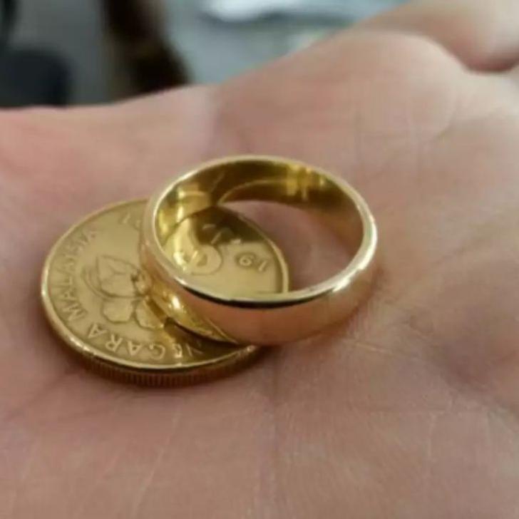 Termurah Viral cincin koin Malaysia asli tidak muda luntur,(cincin polos),cincin uang logam tahun 19