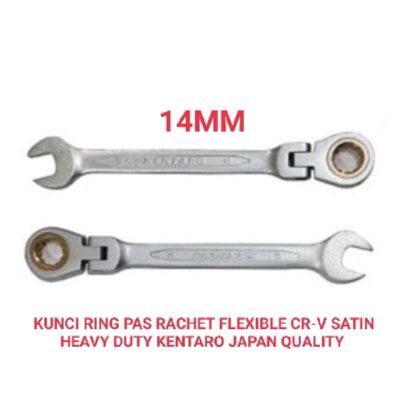 KUNCI RING PAS 14MM RACHET FLEXIBLE CR-V HEAVY DUTY KENTARO JAPAN