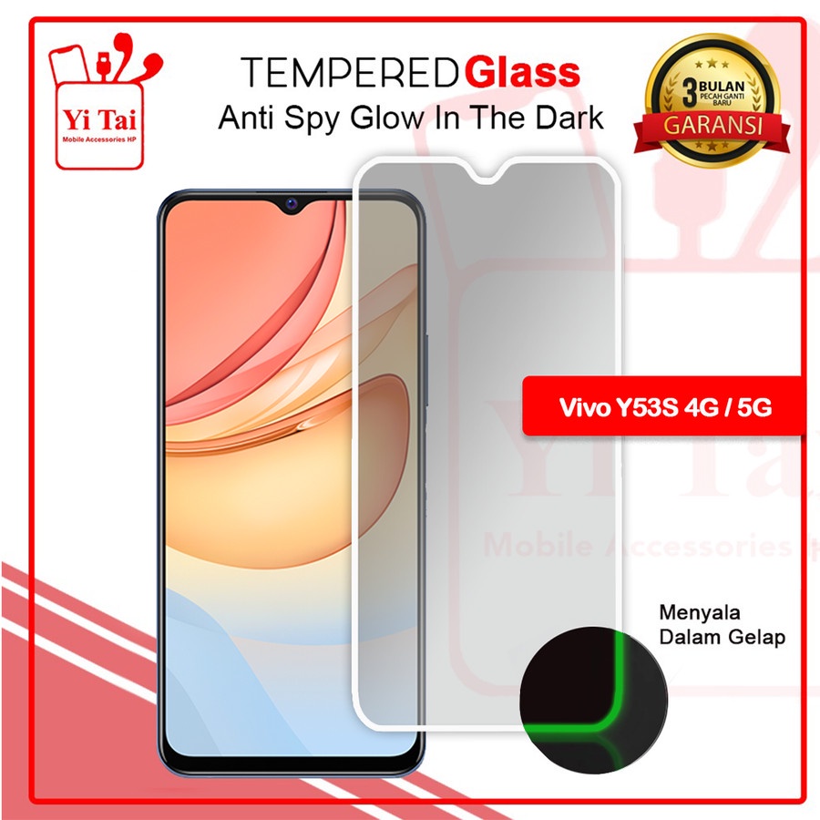 YI-TAI TEMPERED GLASS PREMIUM SPY GLOW IN THE DARK VIVO Y53S 4G VIVO Y53S 5G VIVO Y75 5G VIVO Y81 VIVO Y83 VIVO Y91 VIVO Y93 VIVO Y95 VIVO Y91C VIVO Y1S VIVO Z1 PRO WHITE_CELL