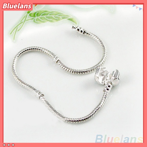 Gelang Rantai Ular Lapis Silver Dengan Gesper Barrel Untuk Wanita Charms