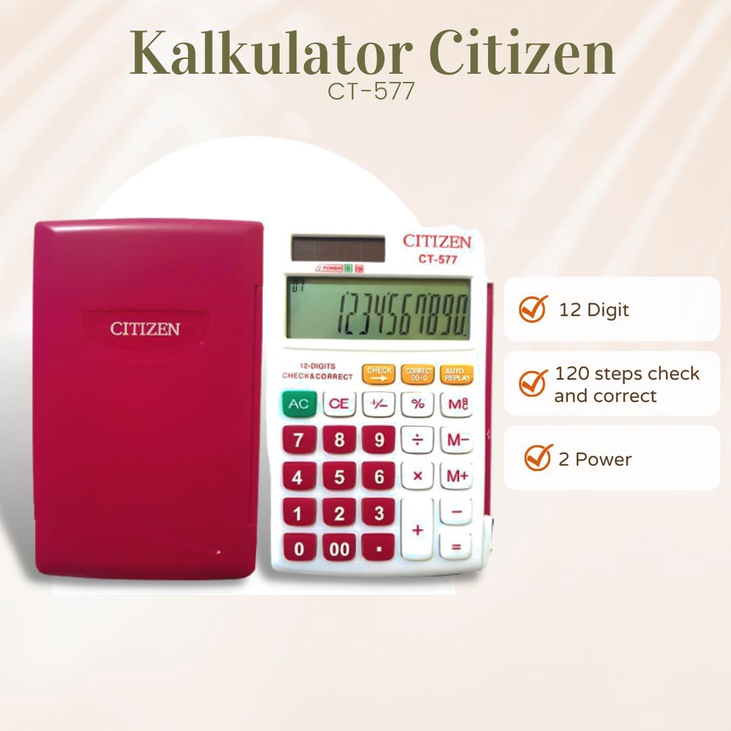 [GRATIS BUBBLE] Kalkulator Citizen CT-718 kalkulator Warna  Kalkulator 12 Digit  KUALITAS TERBAIK