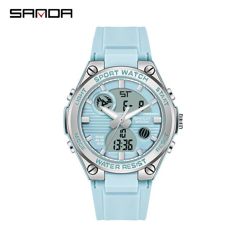 NEW ARRIVAL!! SANDA 6067 Jam Tangan Wanita Digital Analog Dual Time Shockproof Anti Air