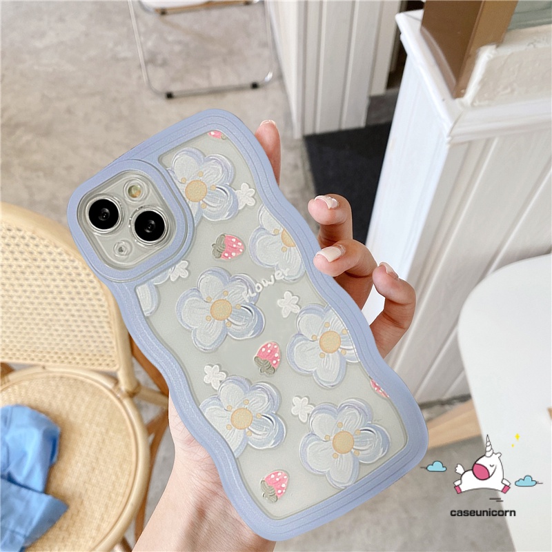 Case Samsung A14 A04 A50 A04s A12 A04E A32 A23 A03 A21s A20s A31 A11 A51 A53 A33 A22 A20 A30 A02s A03s A50s A30s A13 5G A52 M32 M22 F22 A52s Fashion Bunga Wavy Frame Soft Cover