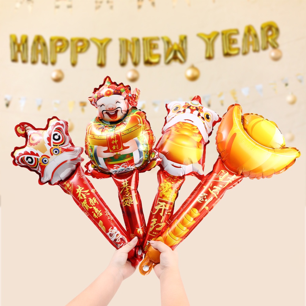 Merry Christmas Anak Perempuan Aksesoris Fashion Produk Dekorasi Natal Happy New Year Aluminium Foil Selamat Facai Stik Tiup