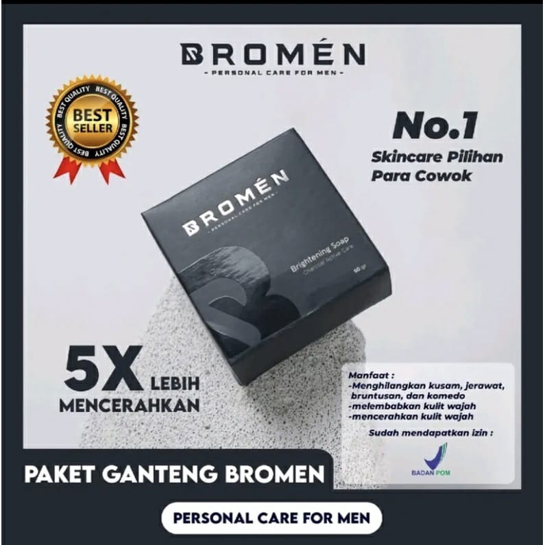 [ORIGINAL &amp; BONUS HADIAH] BROMEN Skincare Cowok - BROMAN Sabun Cowok BRIGHTENING SOAP Sabun Wajah dan Tubuh