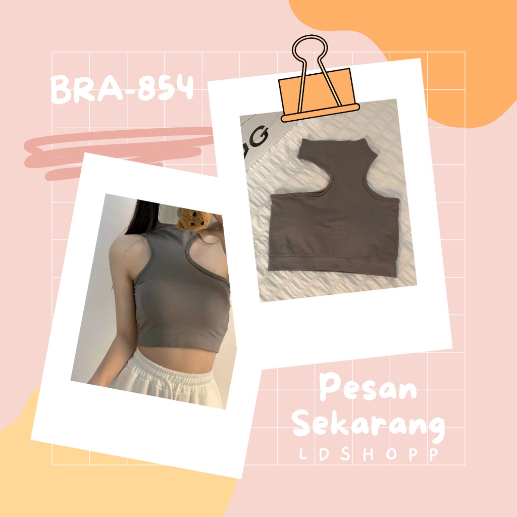 LDS Bra 854 Bra Sport Wanita Tanpa Kawat Tanktop Crop Halter Neck Atasan Crop Top Bra Dalaman Tank Top Korea Cut Side Import