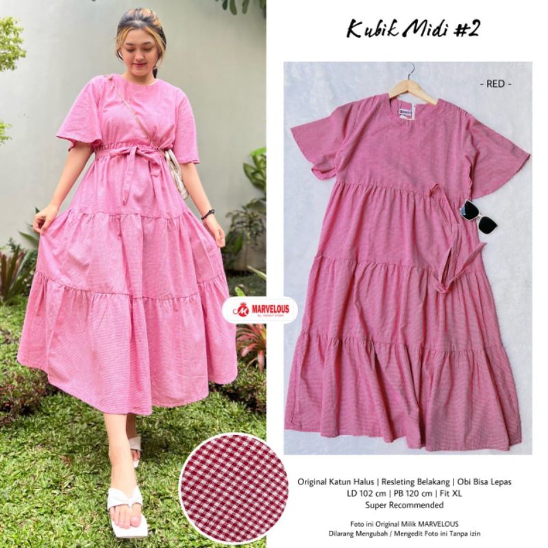 KUBIK MIDI #2 BY MARVELOUS / MIDI DRESS WANITA MUSLIMAH / Gamis midi katun halus polos premium rekomended