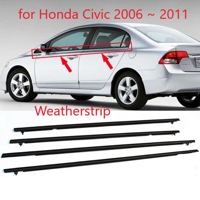 4Pcs/Set Pelipit Kaca Honda Civic 2006-2011 / Pelipit Pintu Karet Kaca List Kaca Mobil Honda Civic /
