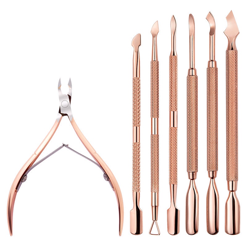 MAANGE0078 Manicure Set Pedicure Set Kuku Pembersih Kuku Baja Tahan Karat Emas Mawar Ganda Model Baru Penutup Kuku