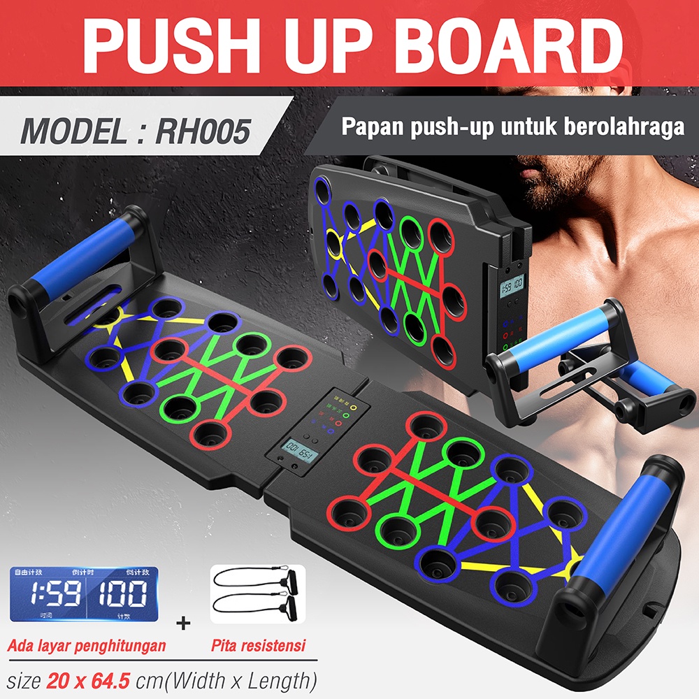 HTD Sport Papan Push Up Board Alat Push Up Lipat Alat Fitness Olahraga Latihan Otot Tangan Perut
