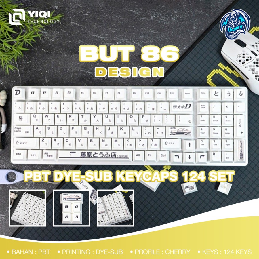Yiqi But 86 PBT Dye-sub Keycaps 124 set Cherry Profile