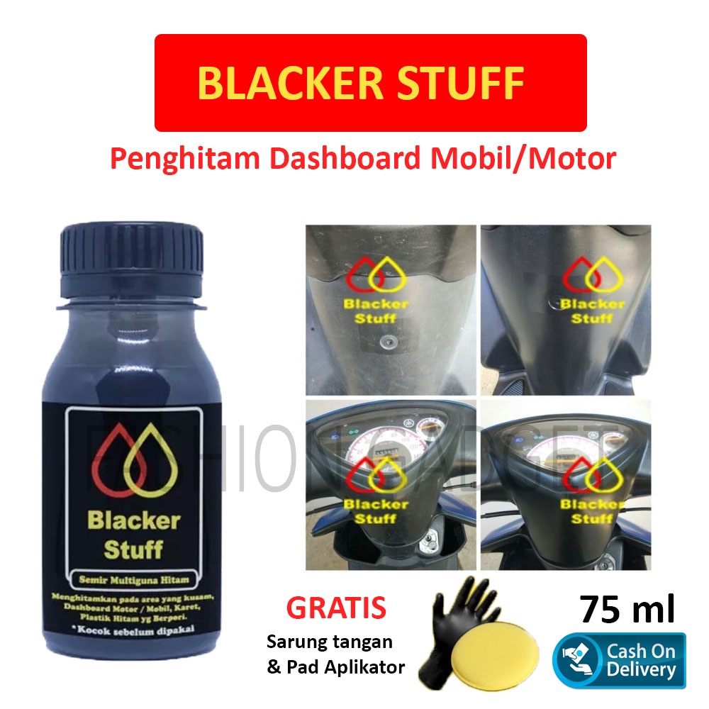 BLACKER STUFF 75 ml Penghitam Trim Body Dashboard Mobil / Motor / Plastik / Ban