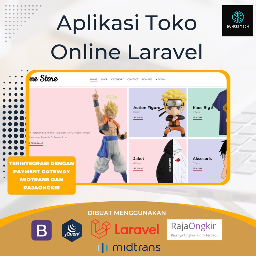 SOURCE CODE APLIKASI TOKO ONLINE MENGGUNAKAN LARAVEL PAYMENT GATEWAY MIDTRANS DAN RAJAONGKIR