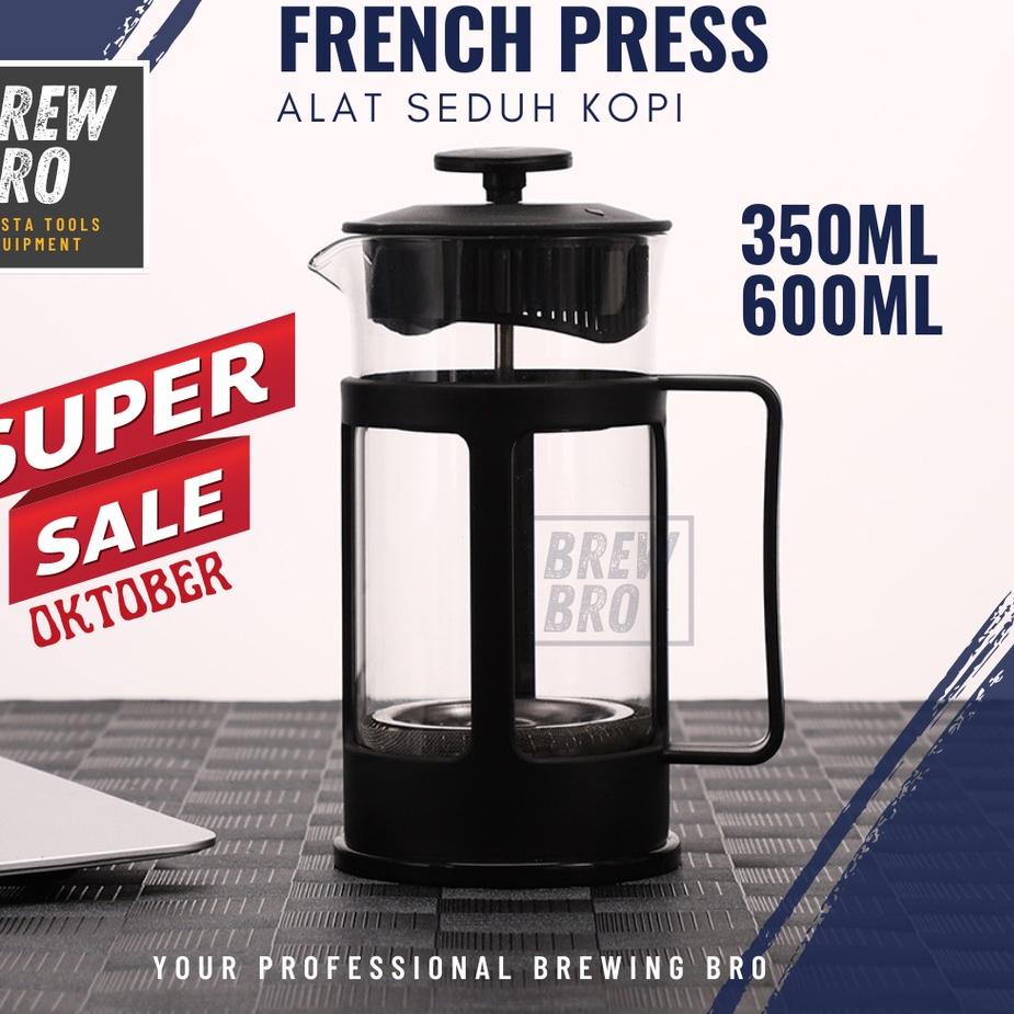 Harga Khusus--French Press 350ml Coffee Plunger Maker Kaca Gelas Filter Alat Seduh Kopi Teh 350 ml
