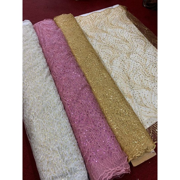Kain Tile/Tulle Nagita Sequined, tile kain brokat, tile polos, tile mutiara, tile gamis, tile kebaya