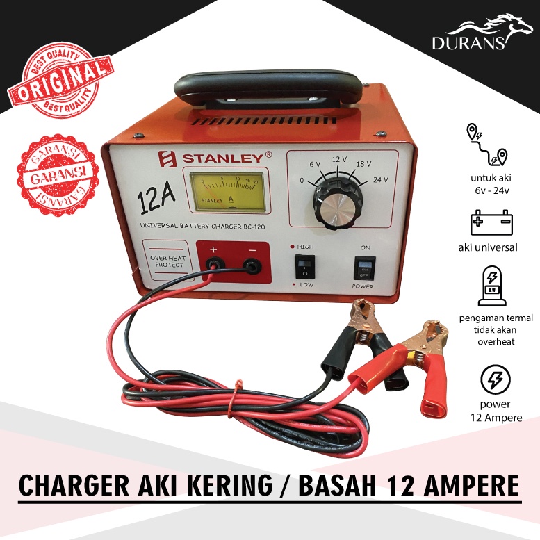 BATERAI CHARGER AKI 12A STANLEY I MESIN CAS AKI I motor mobil