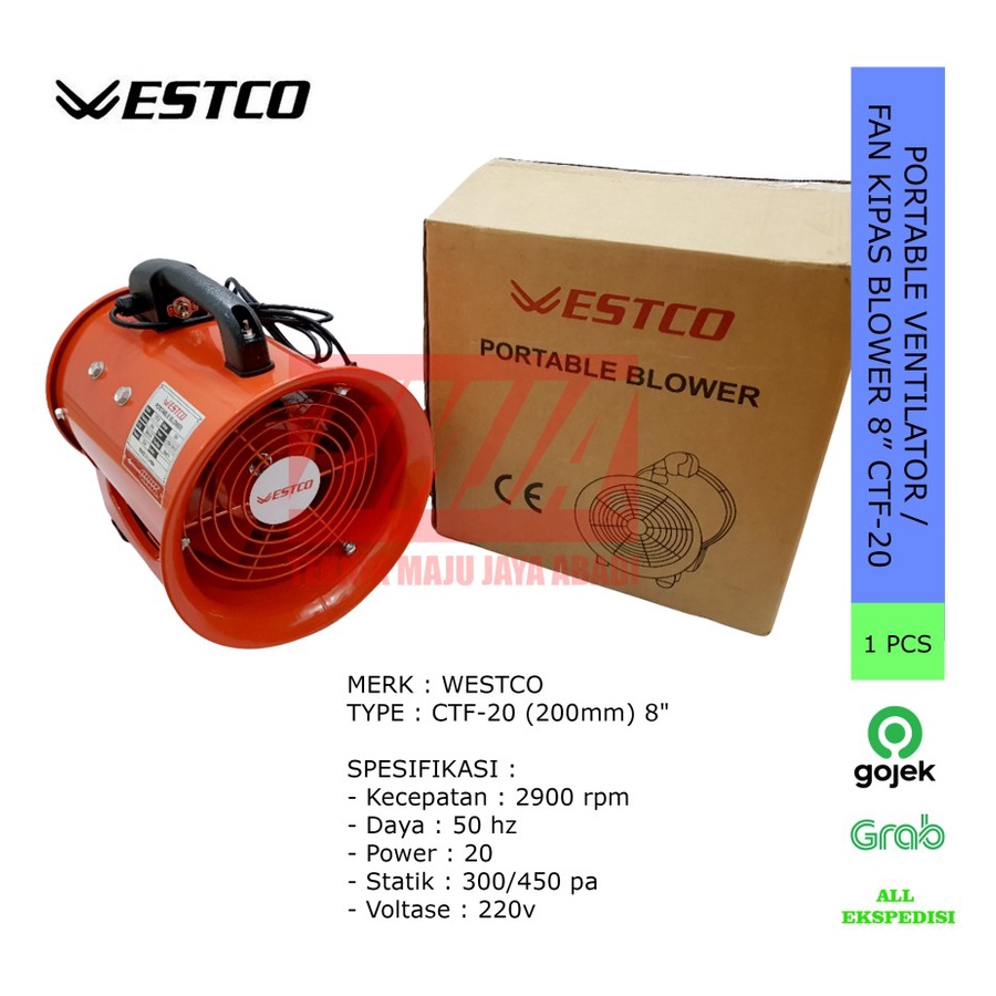 WESTCO Portable Ventilator / Fan Kipas Blower 8" CTF-20