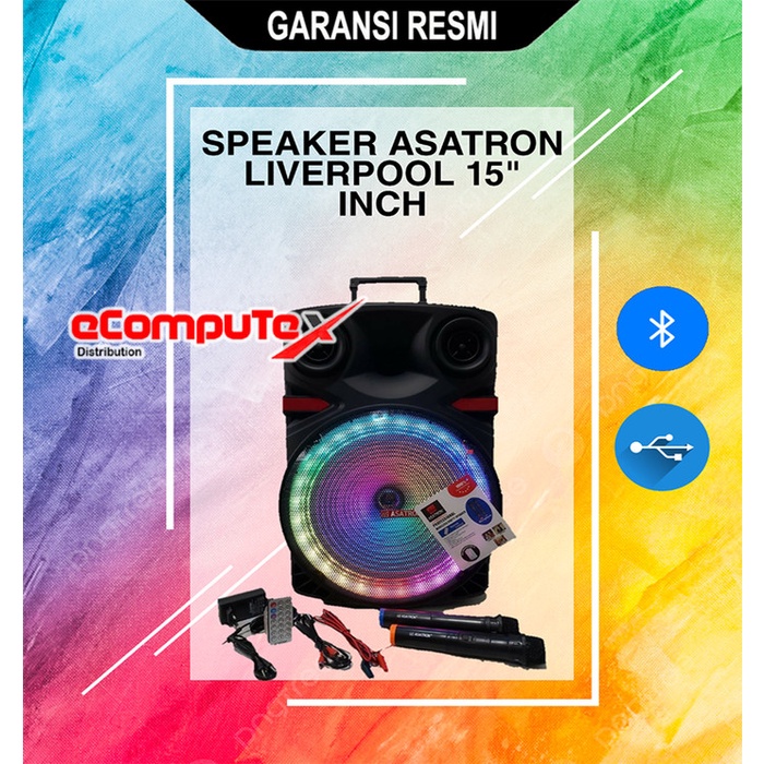 SPEAKER BLUETOOTH PORTABLE ASATRON LIVERPOOL KARAOKE 15 INCH + 2 MIC GARANSI RESMI