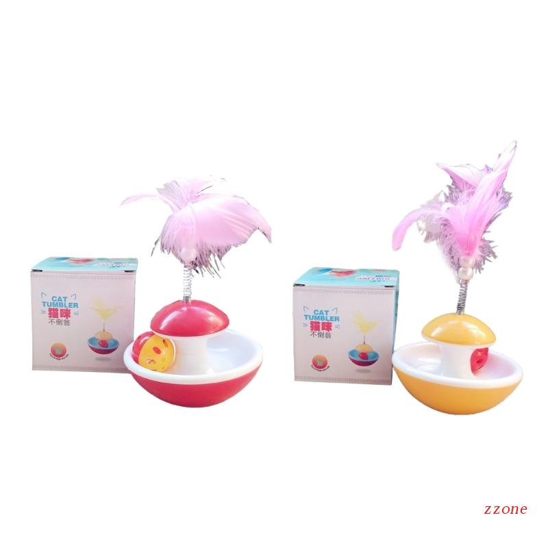 Mainan Tumbler Bulu Warna-Warni Tahan Jatuh Untuk Kucing