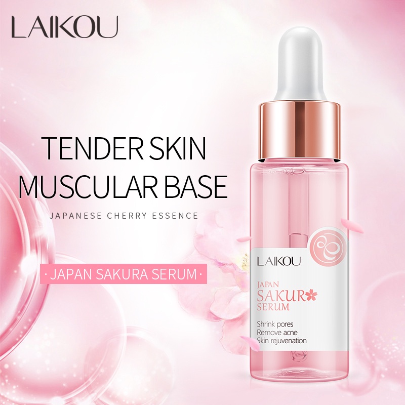 LAIKOU Japan Sakura Glowing Serum Facial Foam Cleanser Krim Peringan Kerutan 3pcs/Set