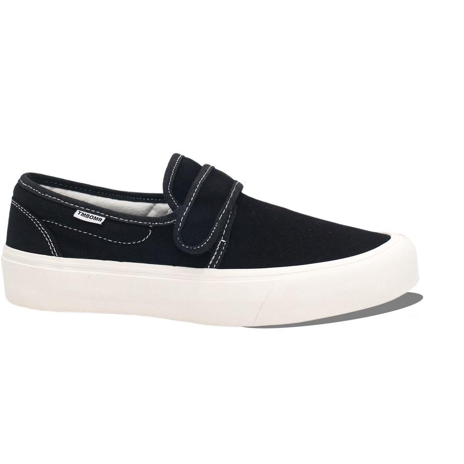 Langsung Kirim SEPATU TIMEBOMB VULCANIZED | SLIPON VELCRO V1 | BLACK - WHITE