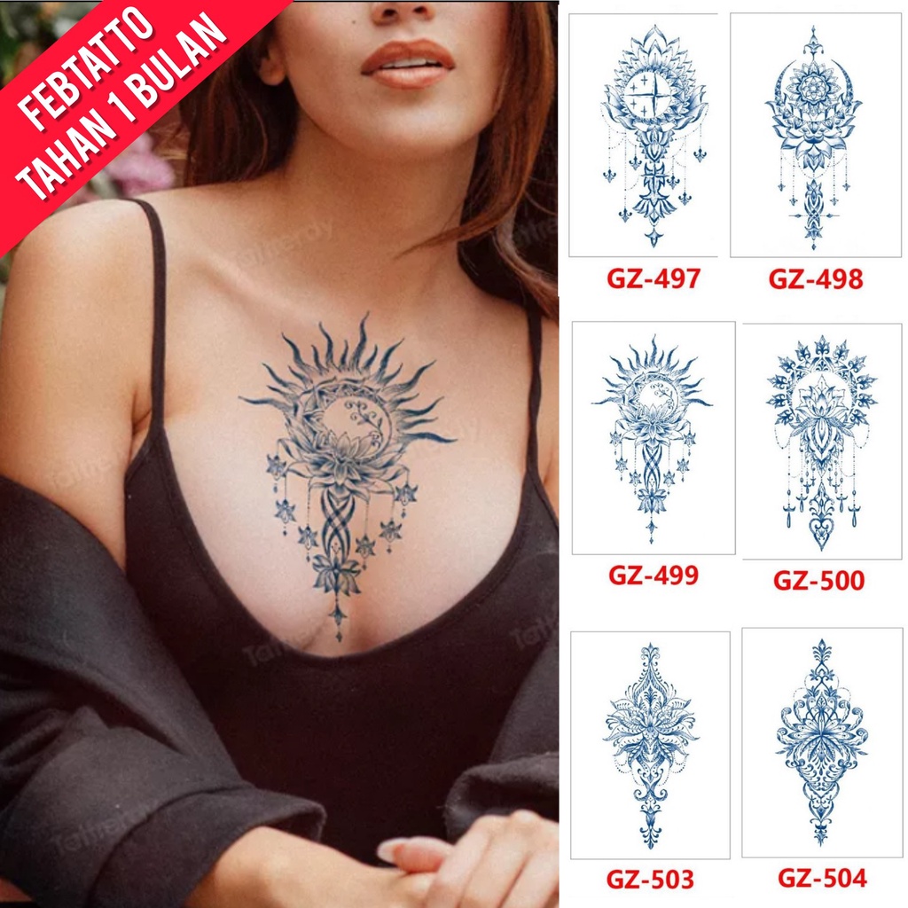 FRUIT INK Tahan 1 Bulan Tato Temporer ukuran 18x11cm Stiker Tatto bunga KODE GZ