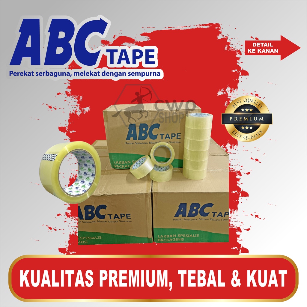 

Lakban bening lebar 45mm 45 micron 100 yard